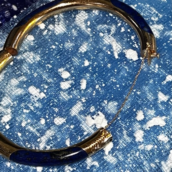 14K Gold Lapis Bangle Bracelet - Picture 11 of 16